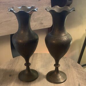 Elegant Brass Vases Set